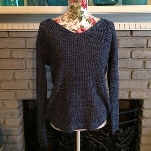 Slouchy Knit Navy Dark Blue Sweater Boatneck